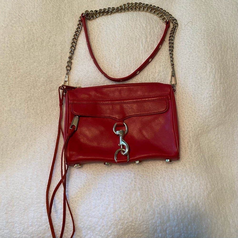 Red Rebecca Minkoff MAC Leather Clutch Crossbody.